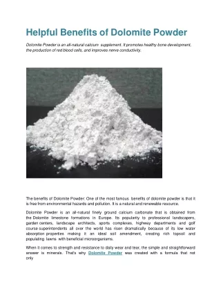 Helpful Benefits of Dolomite Powder