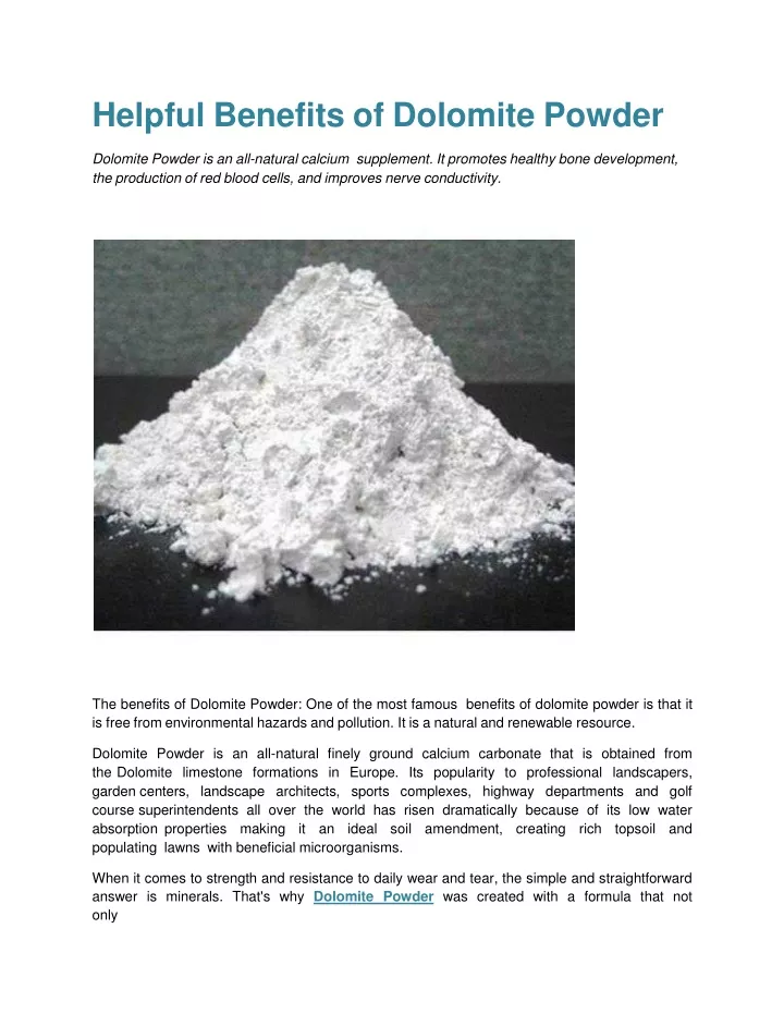 helpful benefits of dolomite powder dolomite