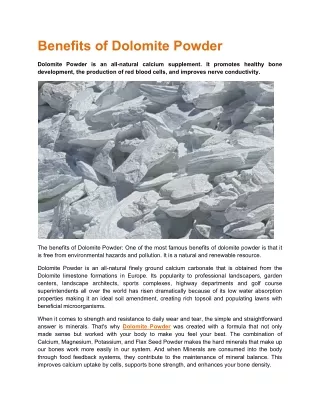 Benefits of Dolomite Powder