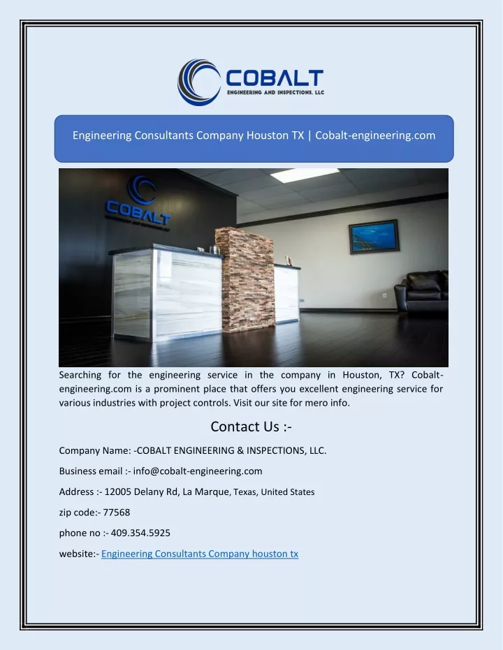 engineering consultants company houston tx cobalt