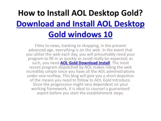 AOL Desktop Gold - Download, Install, and Reinstall