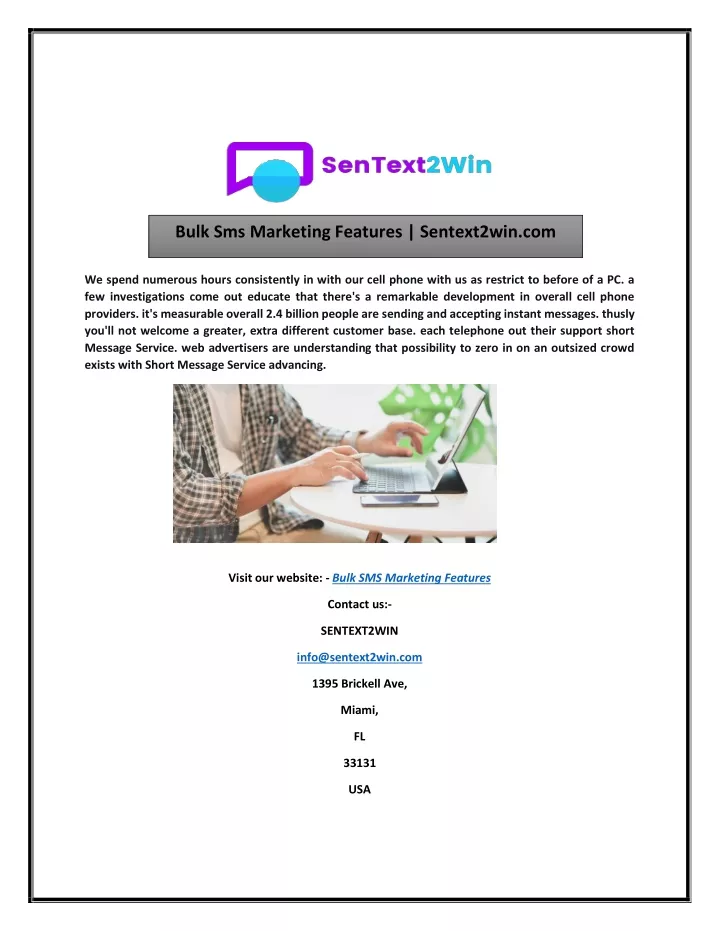 bulk sms marketing features sentext2win com