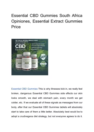 Essential CBD Gummies South Africa Opiniones, Essential Extract Gummies Price