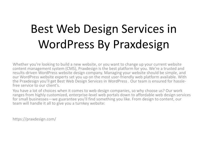 best web design services in wordpress by praxdesign