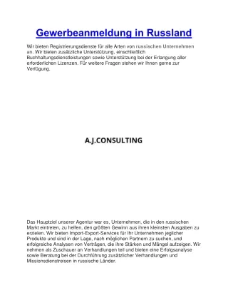 gewerbeanmeldung in russland