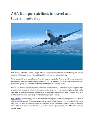 aviation training in Udaipur from AHA Udaipur