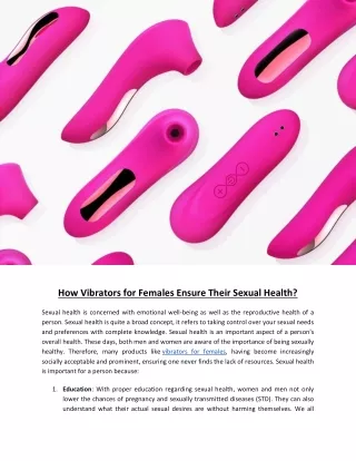 How Vibrators for Females Ensure Their Sexual Health