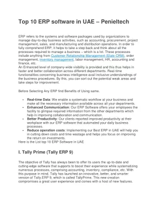 top 10 erp software in uae penieltech