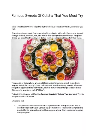 Famous Sweets Of Odisha That You Must Try