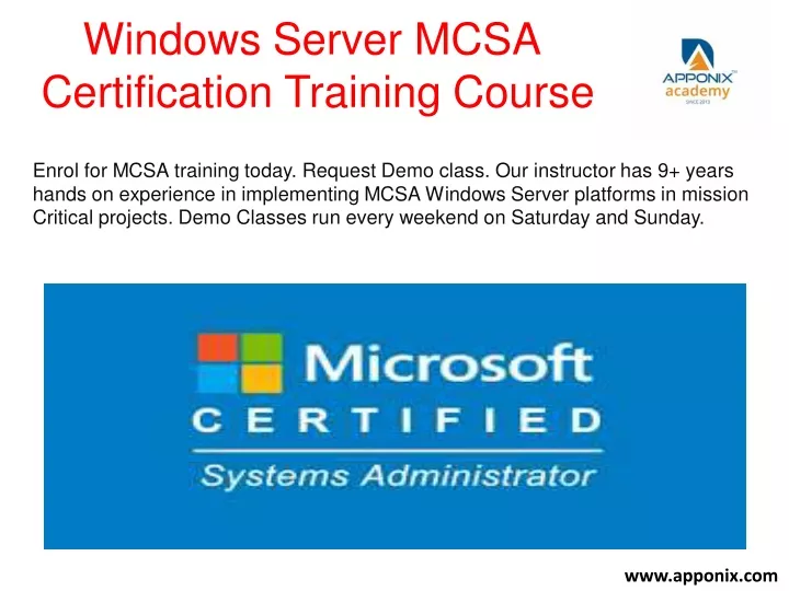 windows server mcsa certification training course