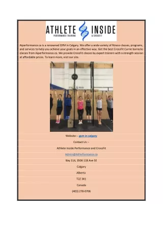 aiperformance ca is a renowned gym in calgary