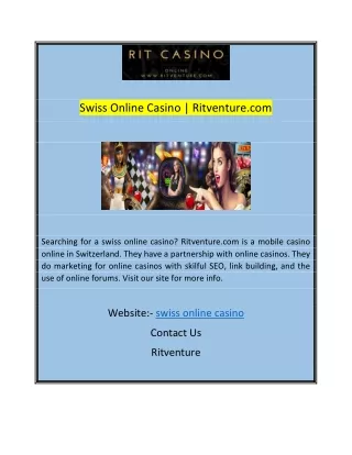 Swiss Online Casino  Ritventuredddw