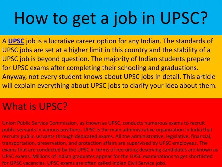 how to get a job in upsc