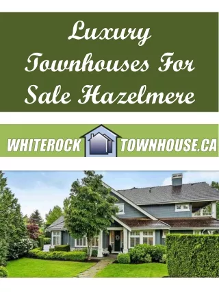 Luxury Townhouses For Sale Hazelmere