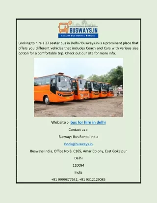 Bus for Hire in Delhi | Busways.in