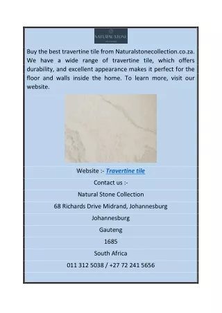 Travertine Tile  Naturalstonecollection.co.za