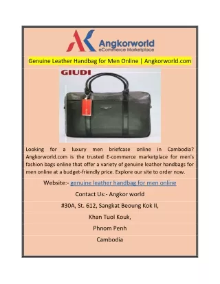 Genuine Leather Handbag for Men Online  Angkorworld