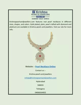 Pearl Necklace Online | Krishnapearlsandjewellers.com