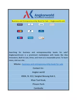 Business and Entrepreneurship Book for Sale  Angkorworld
