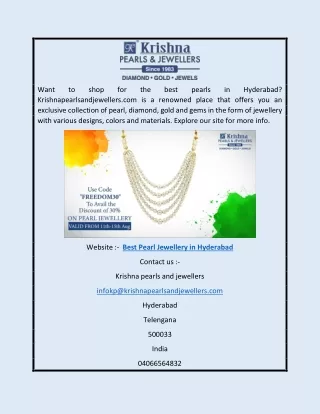 Best Pearl Jewellery in Hyderabad | Krishnapearlsandjewellers.com