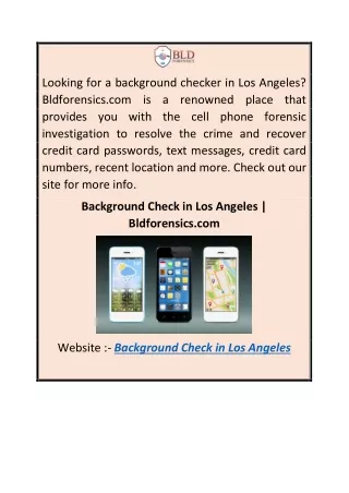 Background Check in Los Angeles Bldforensics.com