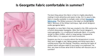 is georgette fabric comfortable in summer