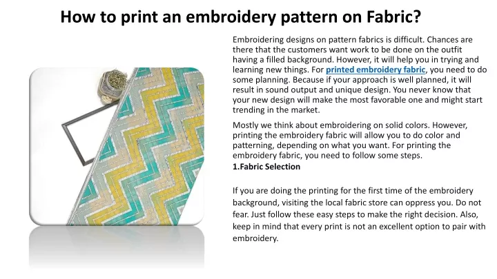 how to print an embroidery pattern on fabric