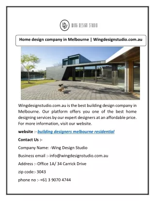 Home design company in Melbourne | Wingdesignstudio.com.au