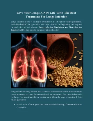 Give Your Lungs A New Life With The Best Treatment For Lungs Infection