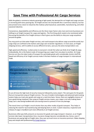 save time with professional air cargo services