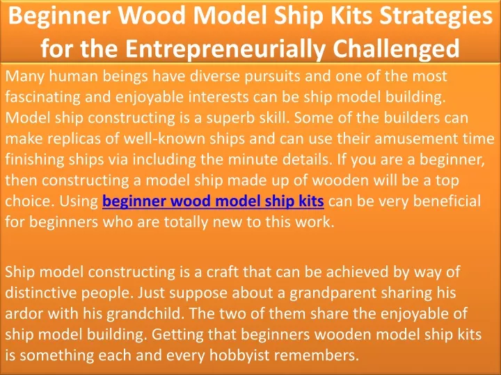 beginner wood model ship kits strategies for the entrepreneurially challenged