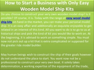 how to start a business with only easy wooden model ship kits