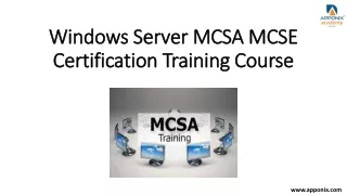 Windows Server MCSA MCSE Certification Training Course