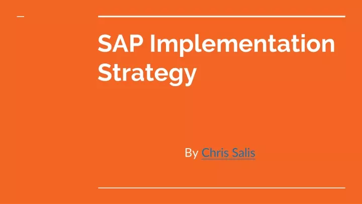 sap implementation strategy