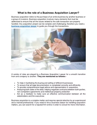 What is the role of a Business Acquisition Lawyer