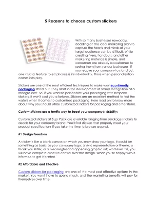 5 reasons to choose custom stickers