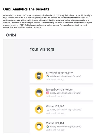 oribi analytics the benefits