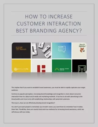 HOW TO INCREASE CUSTOMER INTERACTION BEST BRANDING AGENCY