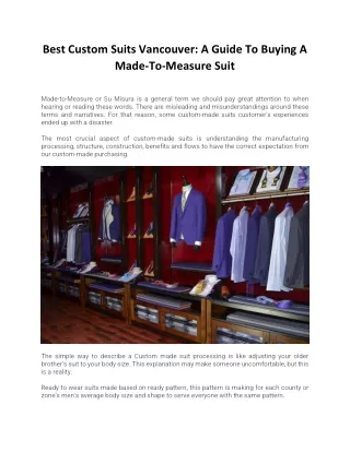Best Custom Suits Vancouver A Guide To Buying A Made-To-Measure Suit
