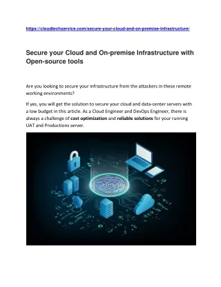 Secure your Cloud and On-premise Infrastructure with Open-source tools