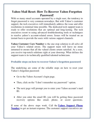 Yahoo Mail Reset: How To Recover Yahoo Forgotten Password!