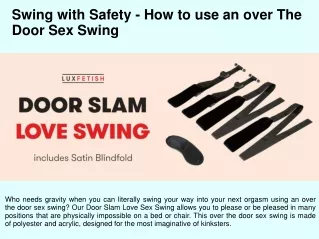 Swing with Safety - How to use an over The Door Sex Swing