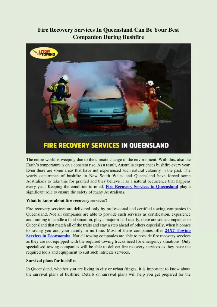 fire recovery services in queensland can be your