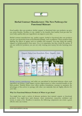 Herbal Contract Manufacturer: The New Pathways for Functional Skincare