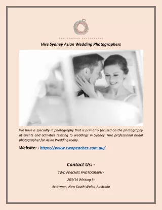 Hire Sydney Asian Wedding Photographers