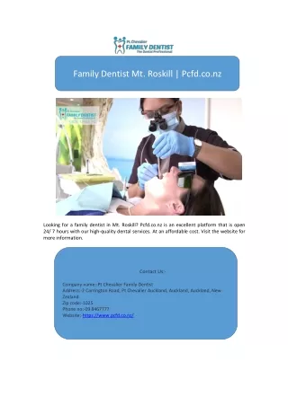 Family Dentist Mt. Roskill | Pcfd.co.nz