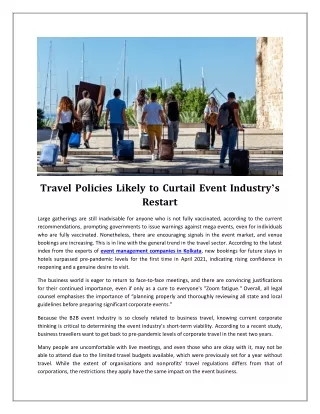 Travel Policies Likely to Curtail Event Industry’s Restart