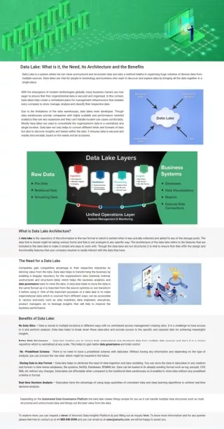 Data Lake What is it, the Need, its Architecture and the Benefits