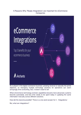 5 Reasons Why 'Ready Integrations' are Important for eCommerce Companies