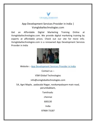 App Development Services Provider in India | Vsmglobaltechnologies.com